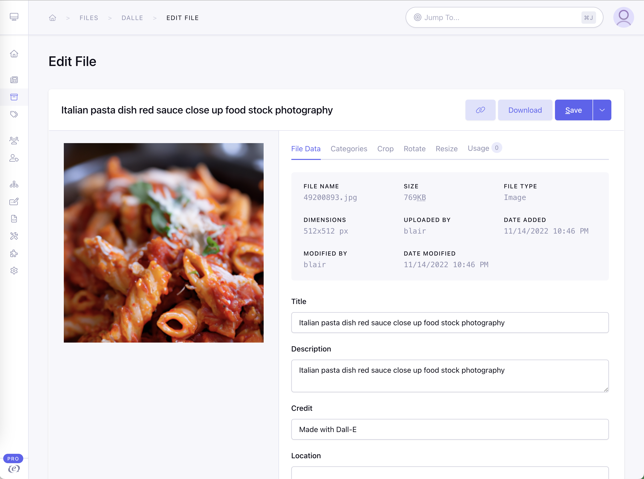Images are added to the file manager