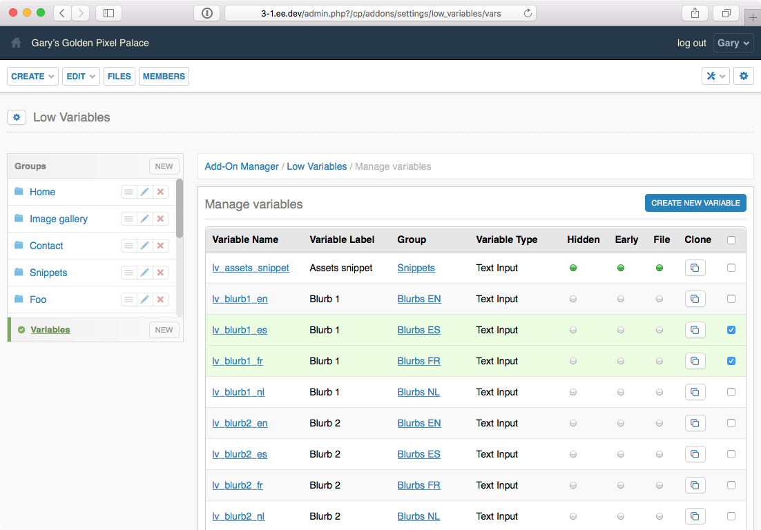 Low Variables overview