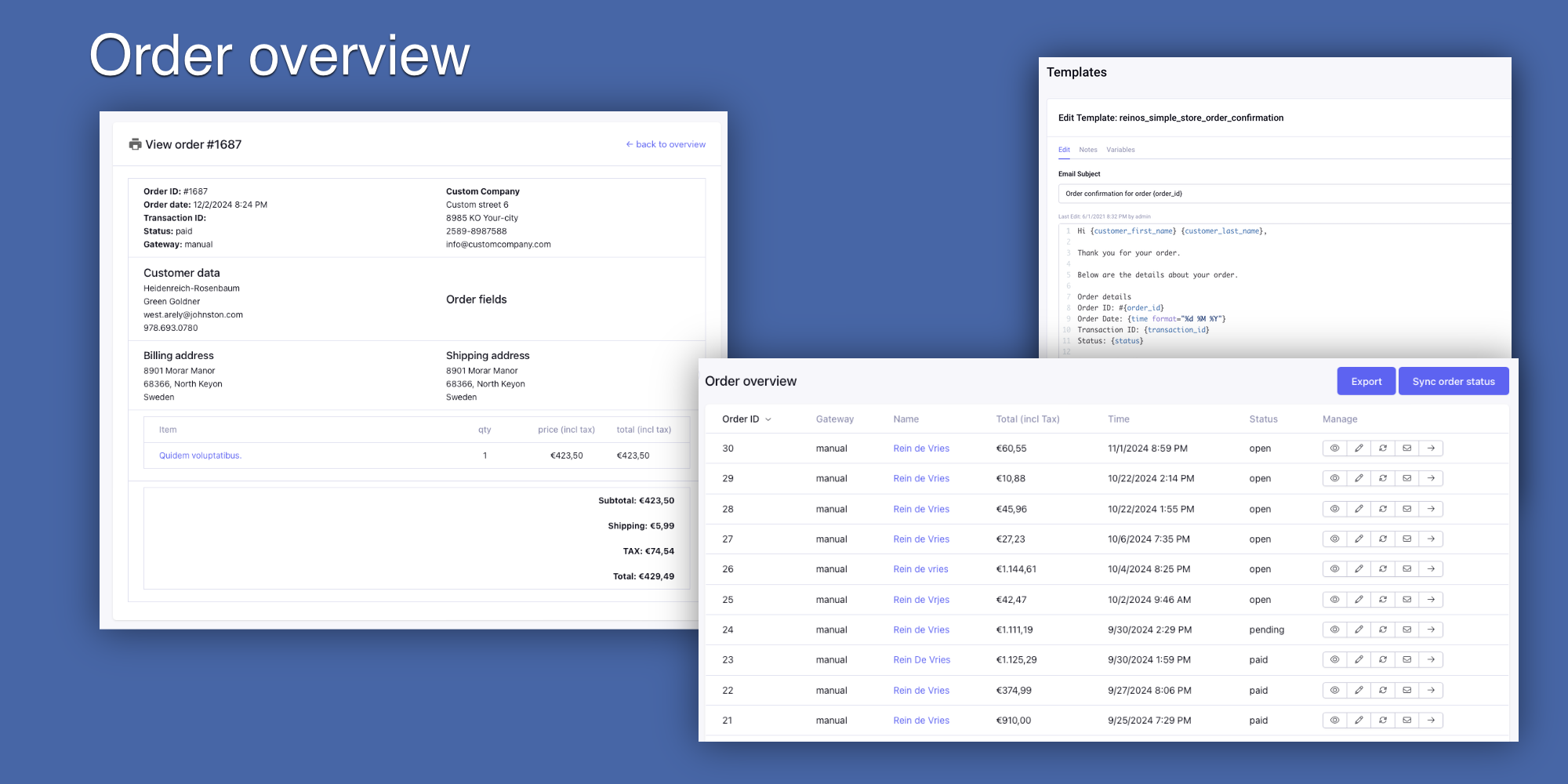 Order overview