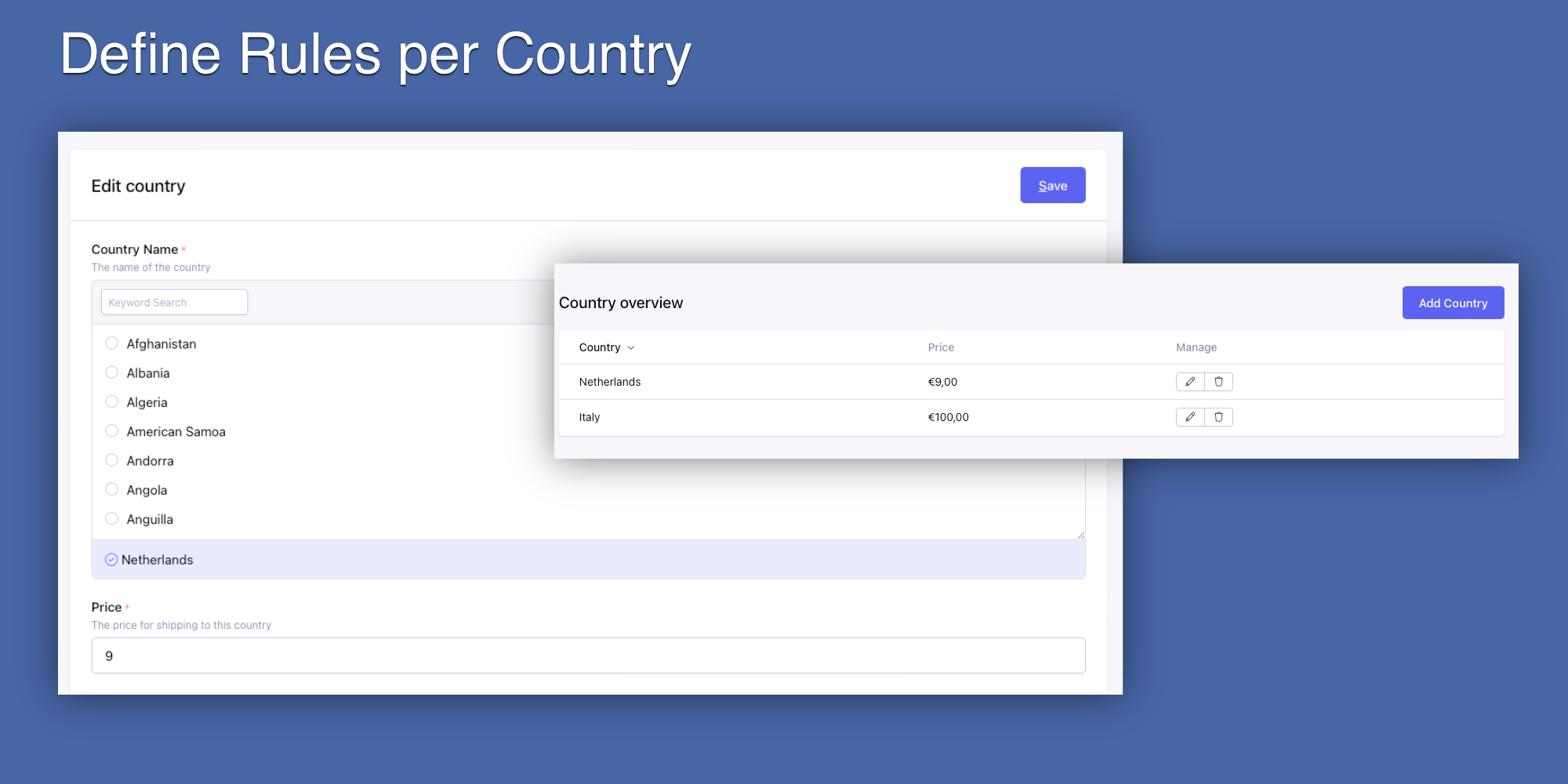 Reinos Store Shipping - countries