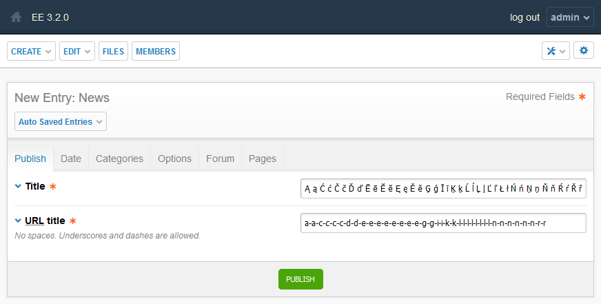 URL Title Converter in back office