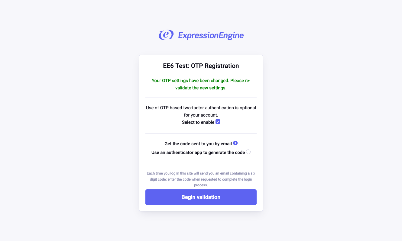 Or choose to have OTPs sent by email